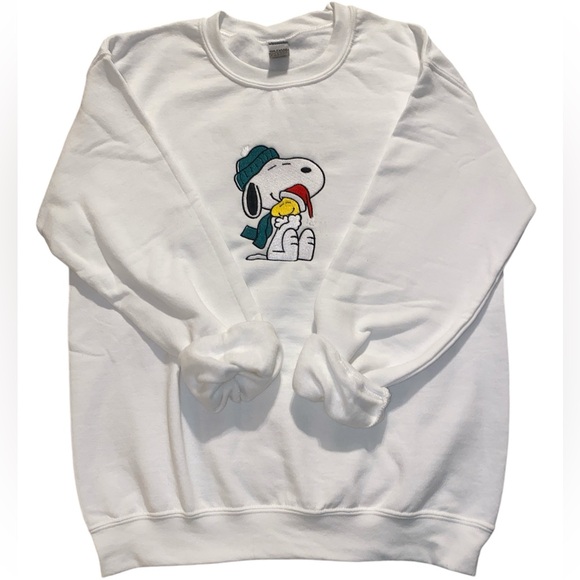 Peanuts Snoopy & Woodstock Christmas embroidered pullover sizes small, medium - Picture 3 of 3